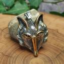 IRON FOX steel pendant - wise fox amulet, gilded contours