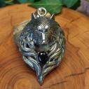 Amulet VLK s černým zirkonem - masivní přívěsek s vlkem