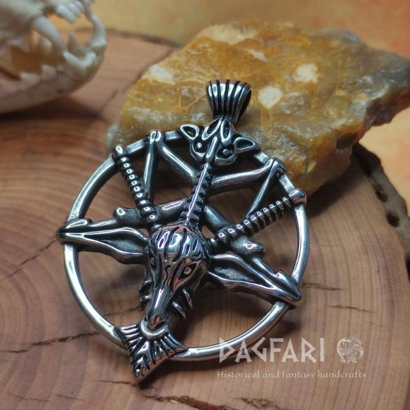 Anhänger LUCIFER Black Metal – BAFOMET PENTAGRAM Ziegenkopf