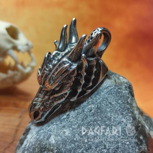 DRACHENKOPF – Anhänger mit mächtigem Drachen, Drachenamulett
