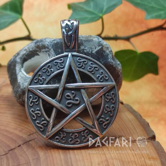 Přívěsek Magická ochrana Amulet Bílá magie talisman PENTAGRAM v kruhu