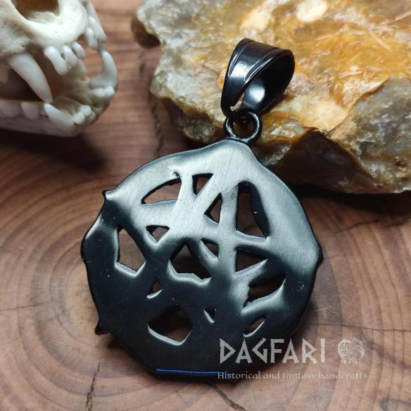 Amulet Mystický černý PENTAGRAM s hadem pro čarodějky