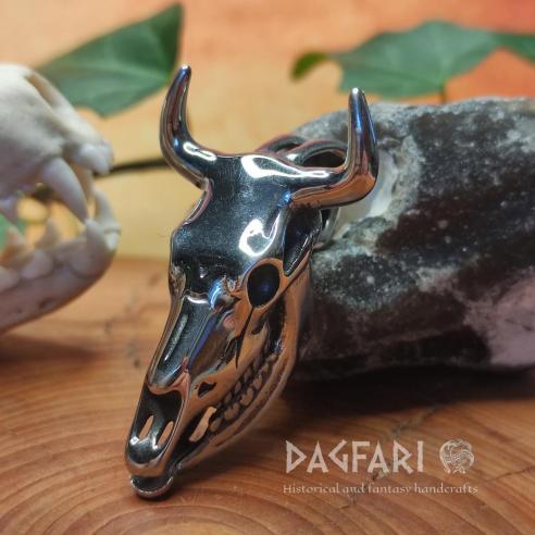 WESTERN - přívěsek kravská lebka pro kovboje i indány, nerezová ocel