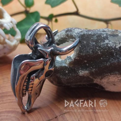 WESTERN - přívěsek kravská lebka pro kovboje i indány, nerezová ocel