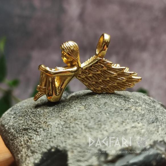 Anhänger Trauriger vergoldet ENGEL – ein Talisman aus Stahl zu deinem Schutz