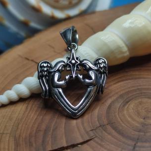 Talisman ENGELSKE LIEBE – HERZ UND STERN – Edelstahlanhänger mit Engelchen