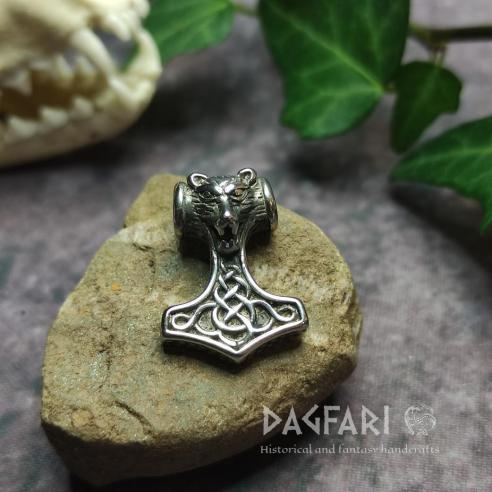 BABY VIKING - small Thor's hammer with a wolf's head, hypoallergenic steel