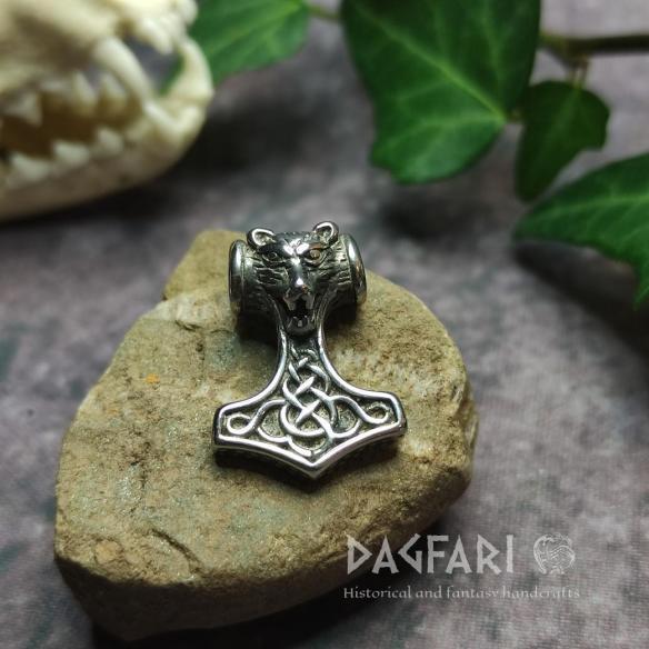 BABY VIKING - small Thor's hammer with a wolf's head, hypoallergenic steel