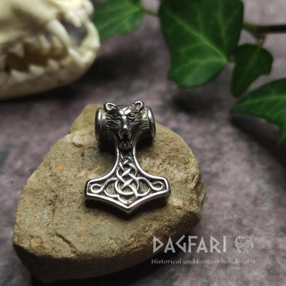 BABY VIKING – kleines Thors Hammer mit Wolfskopf hypoallergener Stahl