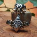 Viking přívěsek Kozlí Thorovo kladivo THOR A KOZEL, oboustranné, se zlacenými prvky symbol Odina