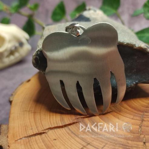 Anhänger BÄRENPFOTE MIT KRALLEN – Edelstahlmedaillon mit keltischen Flechtmustern