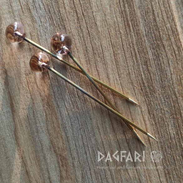 ROSE QUARTZ Hand wound light pink translucent glass pin