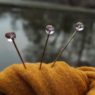 ROSENQUARZ Handgewickelte hellrosa transluzente Glasnadel 2