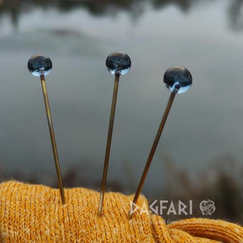 EISIGE NACHT Handgefertigte rauchblaue Glasnadel, historische Nachbildung