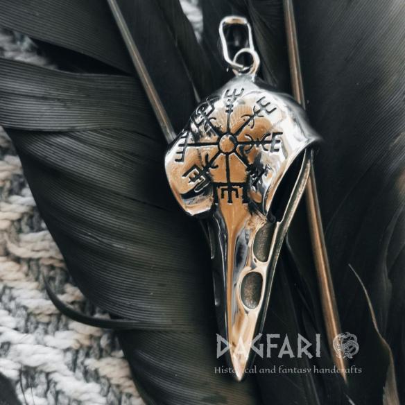 VEGVISIR STEEL RAVEN Pendant - A Guide on the Spiritual Path