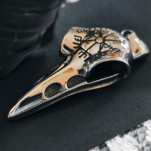 Přívěsek OCELOVÝ HAVRAN VEGVISIR - ukazatel duchovní cesty 2