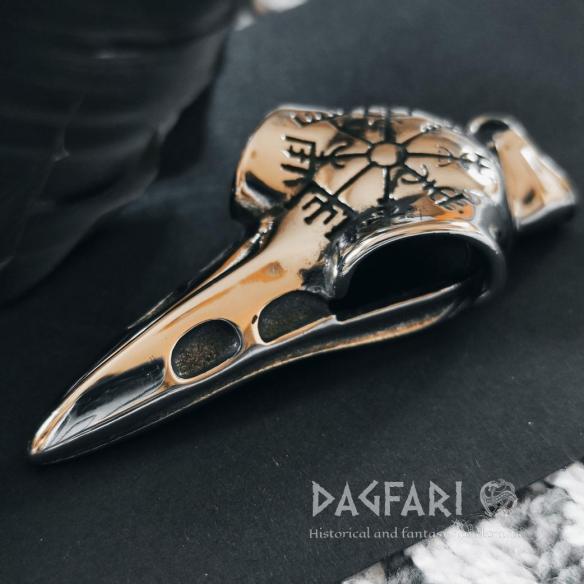 Přívěsek OCELOVÝ HAVRAN VEGVISIR - ukazatel duchovní cesty