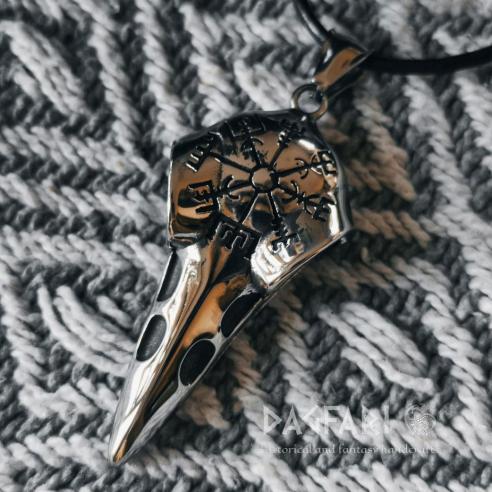 Přívěsek OCELOVÝ HAVRAN VEGVISIR - ukazatel duchovní cesty