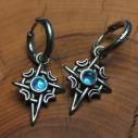 Steel Earrings STAR - celestial symbols of the moon and stars with a blue stone