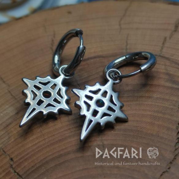 Steel Earrings STAR - celestial symbols of the moon and stars with a blue stone
