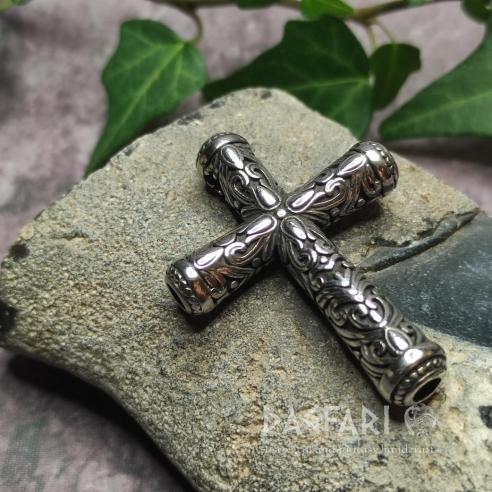 Großer Anhänger aus Edelstahl REICH VERZIERTES KREUZ – mit orientalischen Motiven