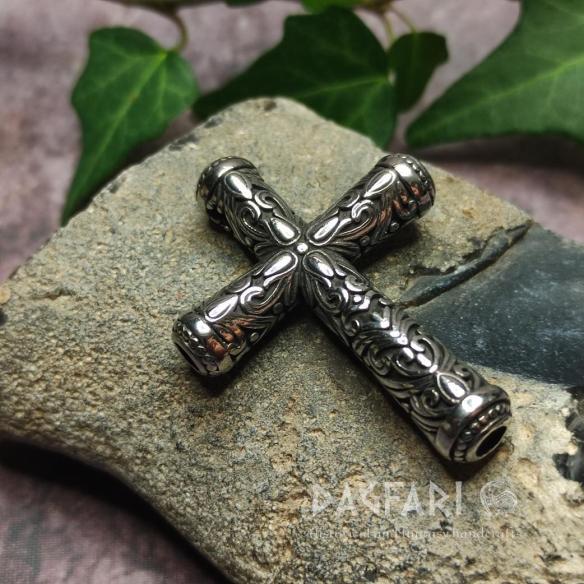 CROSS ROPE - a surgical steel cross charm with a braided rope design