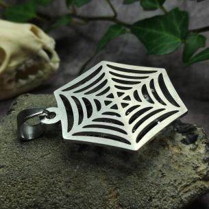 Large SPIDER Pendant with a Spider Web and a Large Black Stone - Spider Medallion 2