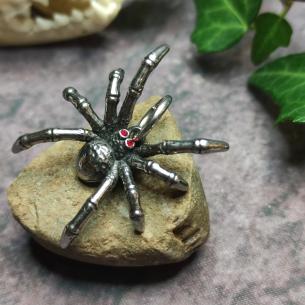 ARACHNID Spider Pendant with Red Eyes, Red Zirconia, Stainless Steel 2