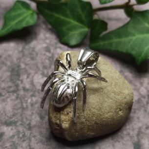 SILVER SPIDER Surgical steel pendant, small, realistic