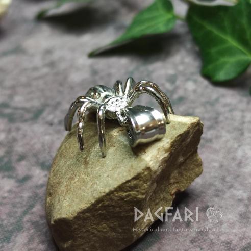 SILVER SPIDER Surgical steel pendant, small, realistic
