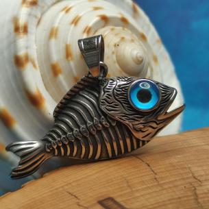 FISH Pendant with a Blue Eye, Fish Skeleton – Not Just for Anglers 2