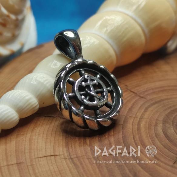 KORMIDLO ocelový přívěsek pro námořníky s kotvou a lanem