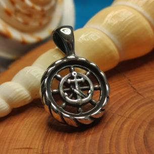 RUDDER Steel pendant for sailors featuring an anchor and rope