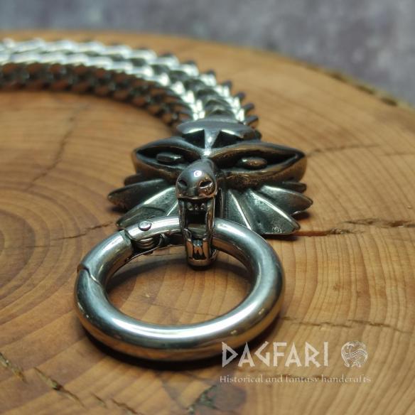 Armband „The Witcher“ – Wolfsjagd – Der Hexer Geralts Symbol auf einem massiven Stahlarmband