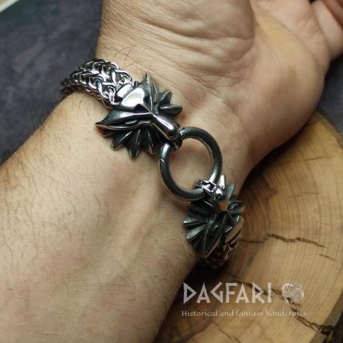 THE WITCHER Bracelet - Wolf Hunt - Geralt's Symbol on a Solid Steel Bracelet