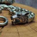 Armband „WOLFSKOPF“ – breites Stahlarmband, 2-reihige Kette