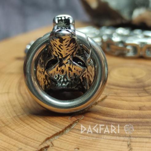 WOLF HEAD Bracelet - wide steel bracelet, 2 rows of chain