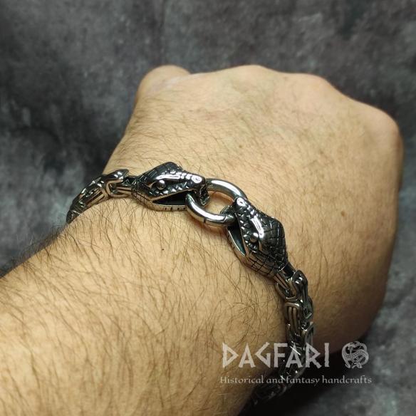 MIDGARDSORMR Snake Bracelet - Stainless Steel Men's Jewelry with Snake Heads