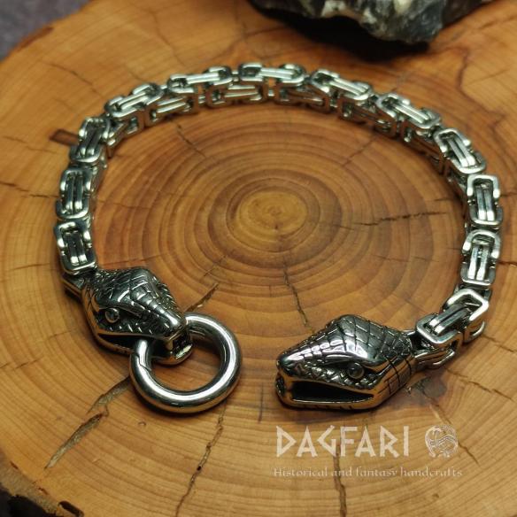MIDGARDSORMR Snake Bracelet - Stainless Steel Men's Jewelry with Snake Heads