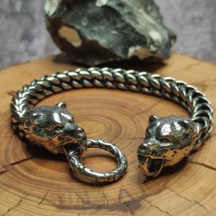 BJÖRN BEAR HEAD Bracelet - wide stainless steel bracelet, blackened, unisex