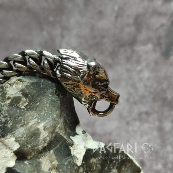 Armband BJÖRN BÄRENKOPF – breites Edelstahlarmband, geschwärzt, unisex