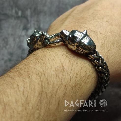 Armband BJÖRN BÄRENKOPF – breites Edelstahlarmband, geschwärzt, unisex