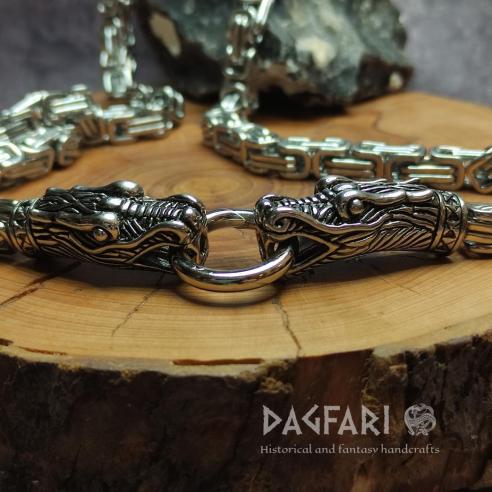 DRACHEN-KNIT-Halskette mit Endstücken DRAGON CHAIN – massive Stahlkette, 70 cm