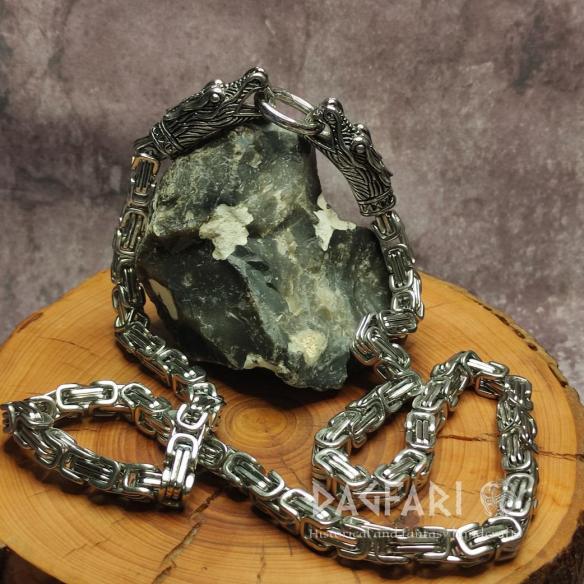 DRACHEN-KNIT-Halskette mit Endstücken DRAGON CHAIN – massive Stahlkette, 70 cm