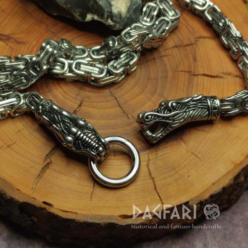 DRACHEN-KNIT-Halskette mit Endstücken DRAGON CHAIN – massive Stahlkette, 70 cm