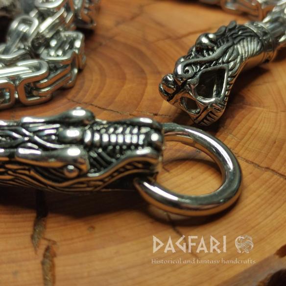 DRACHEN-KNIT-Halskette mit Endstücken DRAGON CHAIN – massive Stahlkette, 70 cm