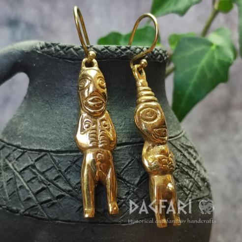 ASK and EMBLA – The Sacred Couple – Stylized Golden Fertility Earrings