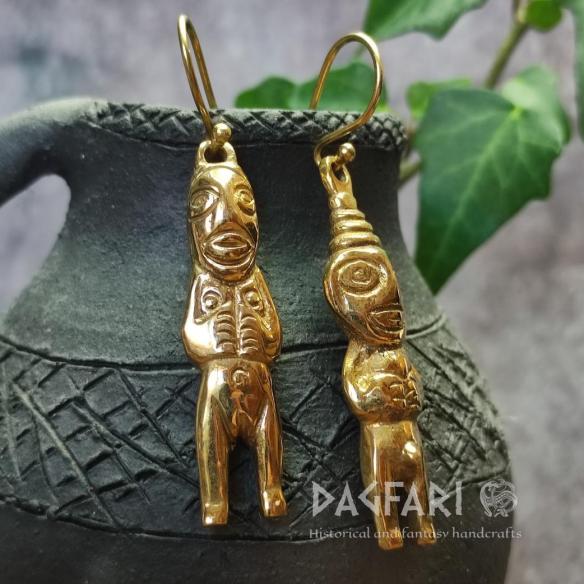 ASK and EMBLA – The Sacred Couple – Stylized Golden Fertility Earrings