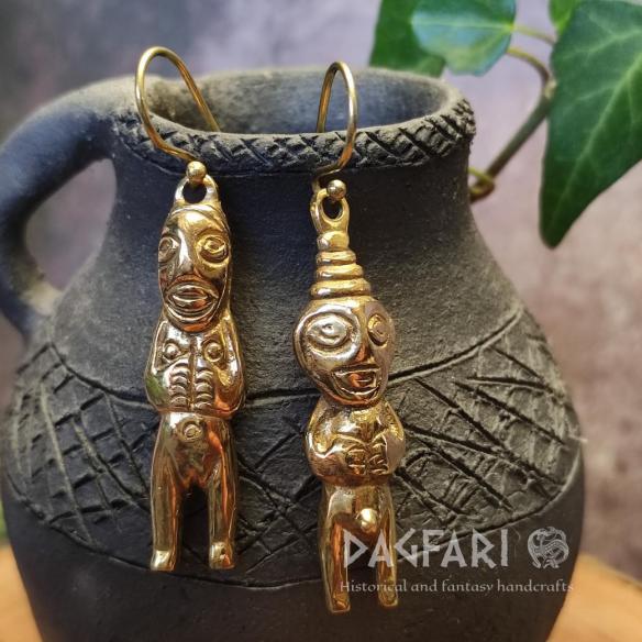ASK and EMBLA – The Sacred Couple – Stylized Golden Fertility Earrings