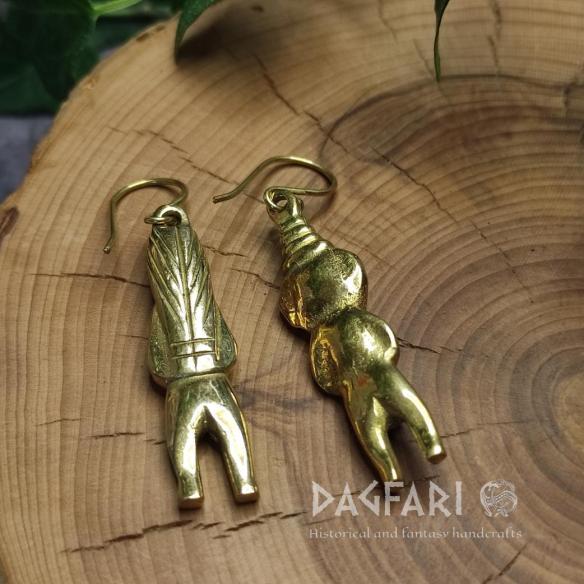 ASK and EMBLA – The Sacred Couple – Stylized Golden Fertility Earrings